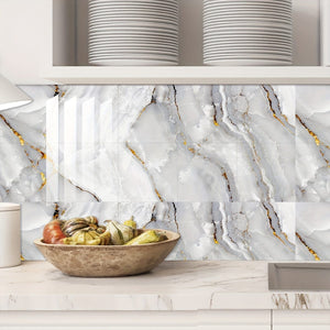 Planet Gates 10pcs  29.97x29.97cm 10pcs Marble Pattern Decorative Tile Sticker PVC Floor Sticker Waterproof And Oilproof Scrubable Kitchen Sticker Home Decor