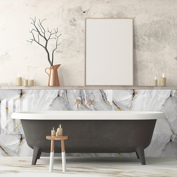 Planet Gates 10pcs  29.97x29.97cm 10pcs Marble Pattern Decorative Tile Sticker PVC Floor Sticker Waterproof And Oilproof Scrubable Kitchen Sticker Home Decor