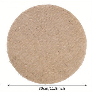 Planet Gates 10Pcs / 30cm/11.8inch 10pcs, Placemats, Round Burlap Jute Fabric Round Table Pads, Natural Style Rustic Table Decoration Mat, Coffee Table Pad, Household Bowl Plate Mat, Home Decoration
