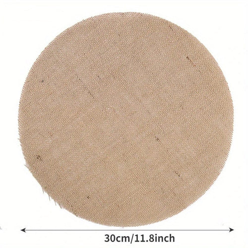 Planet Gates 10Pcs / 30cm/11.8inch 10pcs, Placemats, Round Burlap Jute Fabric Round Table Pads, Natural Style Rustic Table Decoration Mat, Coffee Table Pad, Household Bowl Plate Mat, Home Decoration