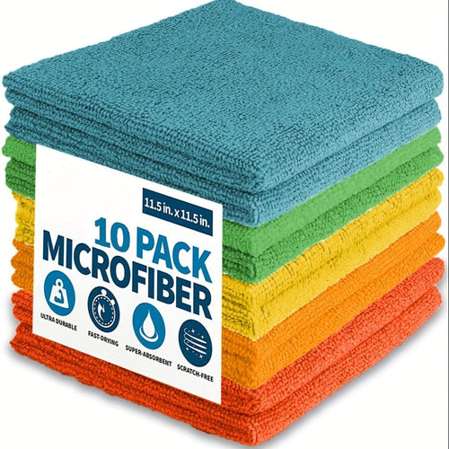 Planet Gates 10Pcs 30X30Cm 5/10pcs, Microfiber Cleaning Cloth, Cleaning Towels For Housekeeping, Reusable And Lint Free Cloth Towels, Home Kitchen Supplies, Random Color