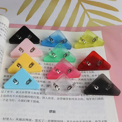 Planet Gates 10PCs 5/10/50pcs Creative Triangle Clip Bill Clip Book Paper Corner Clip Binder Clip For Desk Storage Shelf Office Desktop Organizer