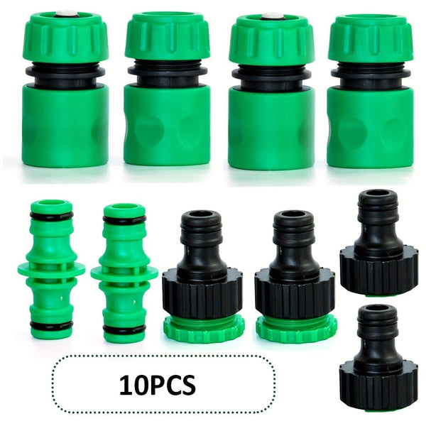 Planet Gates 10pcs 5/10pcs, Quick Connectors For Garden Hose Soaker Hose And Faucet. 1/2" Water Flow Connector, 1/2" Shut-off Connector, 1/2" To 3/4" Faucet Connector, 3/4 GHT Quick Connectors. Work For Spray Nozzole, Water Gun.