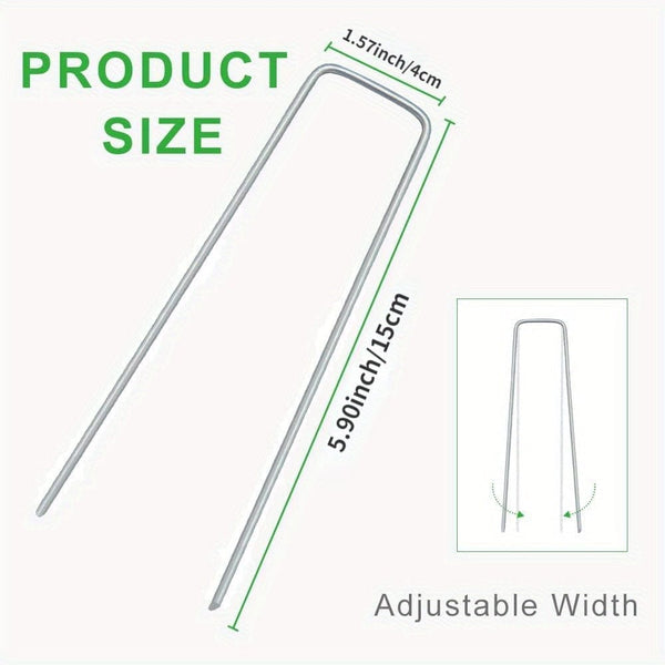 Planet Gates 10pcs / 5.90in/15cm 50pcs/20pcs/10pcs, 3.94in/5.90in/7.87in Φ2.5mm Gauge Galvanized Steel Garden Stakes Staples Securing Pegs For Securing Weed Fabric Landscape Fabric Netting & Camping Tents Stakes