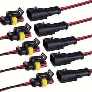 Planet Gates 10pcs/5pairs 10pcs/5pairs 2 Pin Way Electrical Connector, Male Female Plug Socket Quick Disconnect Plug, 18AWG Car Waterproof Wire For Car Truck, Motorcycle, Boat