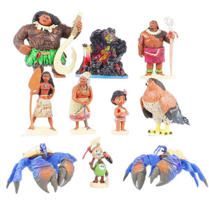 Planet Gates 10Pcs 6/10Pcs Set Disney Movie Moana Figure Dolls Set Demigod Maui Moana Waialiki Heihei Action Figure Model Kids birthday Gift
