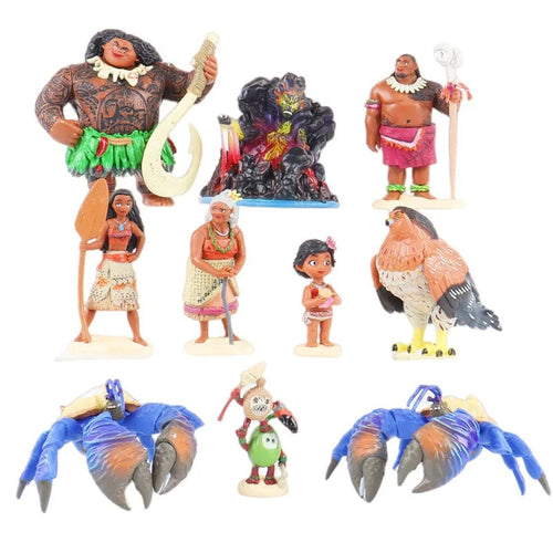 Planet Gates 10Pcs 6/10Pcs Set Disney Movie Moana Figure Dolls Set Demigod Maui Moana Waialiki Heihei Action Figure Model Kids birthday Gift