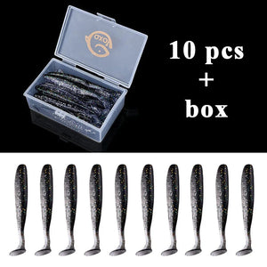 Planet Gates 10pcs 7 / 10 CM / CHINA QXO Fishing Soft Lure Worm With Box Silicone Bait Swimbait Streamer Sea Fishing Spoon Lure 7cm 10cm Wobbler Set