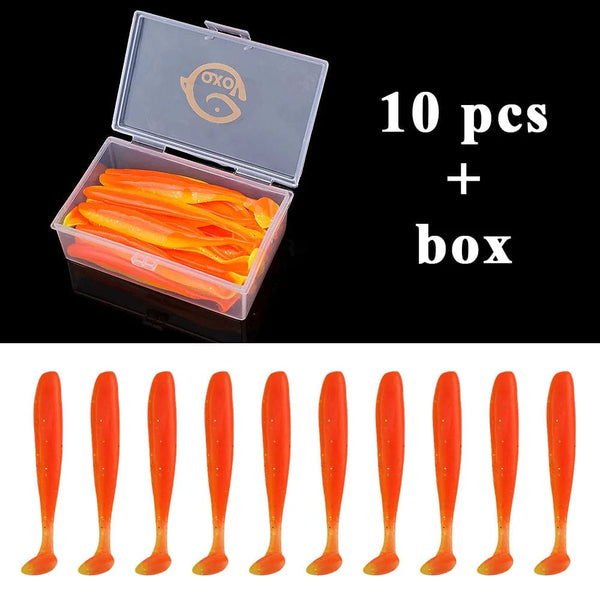 Planet Gates 10pcs 8 / 10 CM / CHINA QXO Fishing Soft Lure Worm With Box Silicone Bait Swimbait Streamer Sea Fishing Spoon Lure 7cm 10cm Wobbler Set