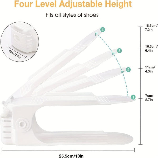 Planet Gates 10pcs Adjustable Plastic Shoe Rack - Organize Your Shoes with Ease