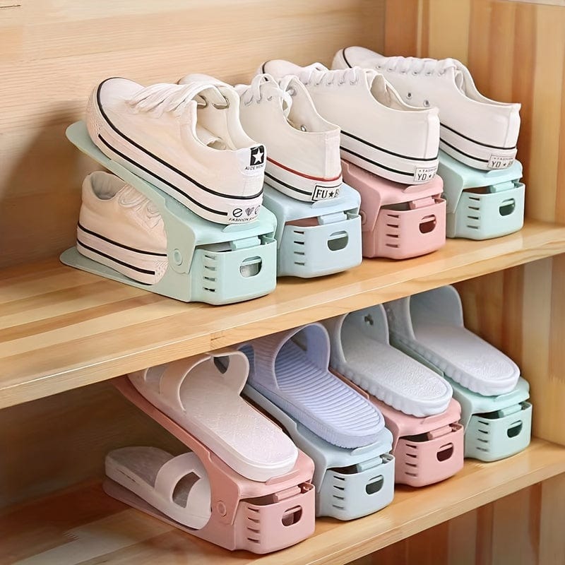 Planet Gates 10pcs Adjustable Storage Shoe Rack, Plastic Creative Shoes Storage Rack, Household Storage Organizer For Entryway, Hallway, Living Room, Bedroom, Bathroom, Convenient Storage Solution For Home And Dormitory For Shops