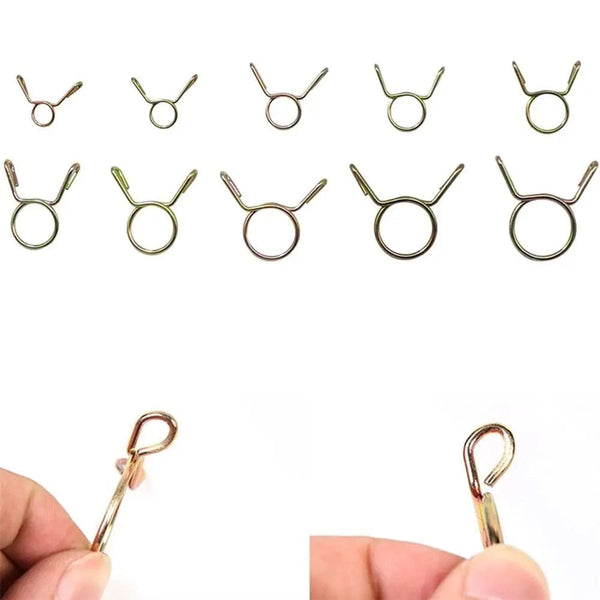 Planet Gates 10Pcs Air Tubing Hose Clamp Assortment Kit Fixed Spring Hoop 5-31MM Zinc Plated Pipe Clip