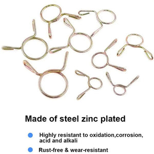 Planet Gates 10Pcs Air Tubing Hose Clamp Assortment Kit Fixed Spring Hoop 5-31MM Zinc Plated Pipe Clip