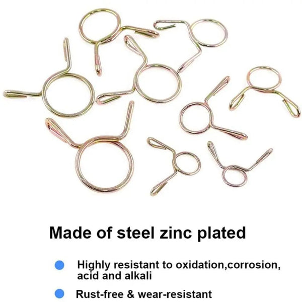 Planet Gates 10Pcs Air Tubing Hose Clamp Assortment Kit Fixed Spring Hoop 5-31MM Zinc Plated Pipe Clip