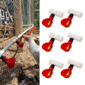 Planet Gates 10Pcs Automatic Chicken Quail Drinker Bowl Bird Water Cups Straight Pipe With Yellow Nipple Poultry Drinking Water System