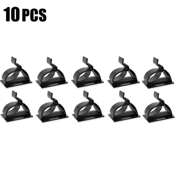 Planet Gates 10pcs Black 60/30/10PCS Self Adhesive Cable Management Organizer Clips Adjustable Desk Tidy Wire Cord Fixer Fastener Clips For Home Office