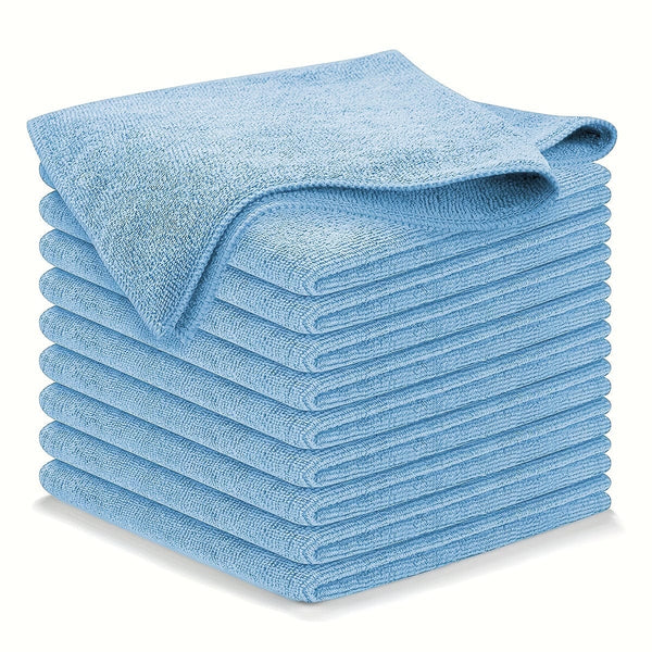 Planet Gates 10Pcs Car Wiping Microfiber Flat Towel Set Light Blue, Quick Drying, Super Absorbent, Super Soft