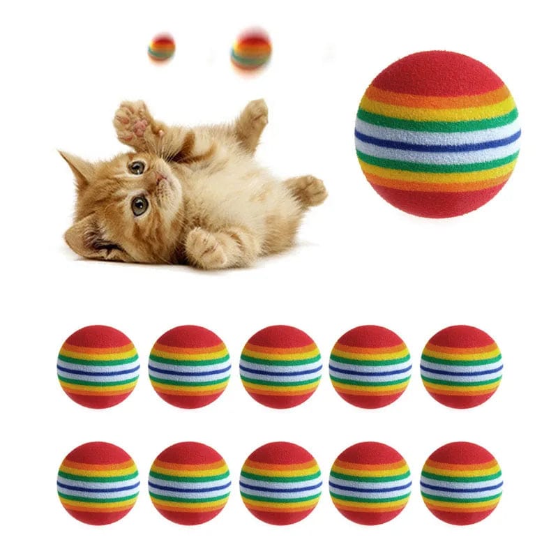 Planet Gates 10Pcs Colorful Cat Toy Ball Interactive Cat Toys Play Chewing Rattle Scratch Natural Foam Ball Training Pet Supplies