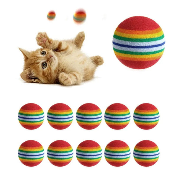 Planet Gates 10Pcs Colorful Cat Toy Ball Interactive Cat Toys Play Chewing Rattle Scratch Natural Foam Ball Training Pet Supplies