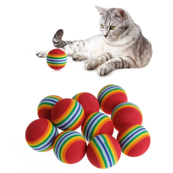 Planet Gates 10Pcs Colorful Cat Toy Ball Interactive Cat Toys Play Chewing Rattle Scratch Natural Foam Ball Training Pet Supplies