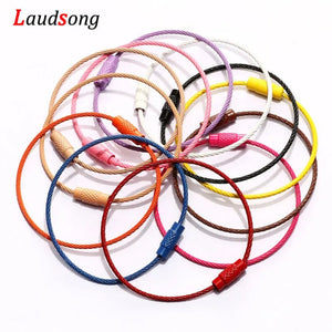 Planet Gates 10pcs Colorful Stainless Steel Wire Keychain Cable Loop Screw Lock Rope Key Holder Keyring Key Chain Rings Outdoor Tools