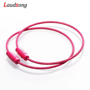 Planet Gates 10pcs Colorful Stainless Steel Wire Keychain Cable Loop Screw Lock Rope Key Holder Keyring Key Chain Rings Outdoor Tools