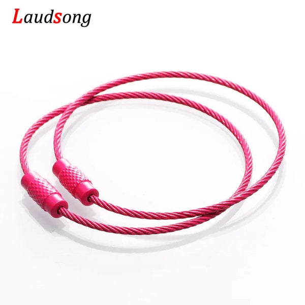 Planet Gates 10pcs Colorful Stainless Steel Wire Keychain Cable Loop Screw Lock Rope Key Holder Keyring Key Chain Rings Outdoor Tools