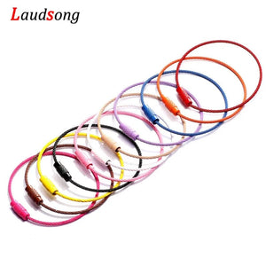 Planet Gates 10pcs Colorful Stainless Steel Wire Keychain Cable Loop Screw Lock Rope Key Holder Keyring Key Chain Rings Outdoor Tools