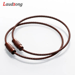 Planet Gates 10pcs Colorful Stainless Steel Wire Keychain Cable Loop Screw Lock Rope Key Holder Keyring Key Chain Rings Outdoor Tools