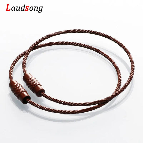 Planet Gates 10pcs Colorful Stainless Steel Wire Keychain Cable Loop Screw Lock Rope Key Holder Keyring Key Chain Rings Outdoor Tools