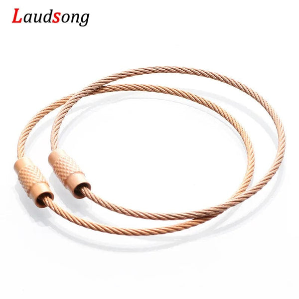 Planet Gates 10pcs Colorful Stainless Steel Wire Keychain Cable Loop Screw Lock Rope Key Holder Keyring Key Chain Rings Outdoor Tools