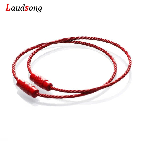 Planet Gates 10pcs Colorful Stainless Steel Wire Keychain Cable Loop Screw Lock Rope Key Holder Keyring Key Chain Rings Outdoor Tools