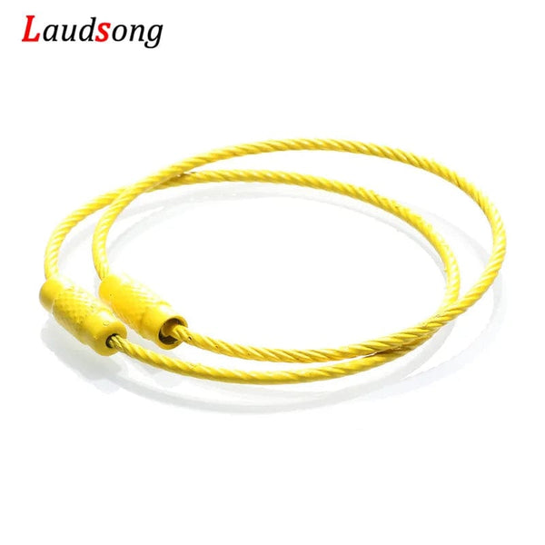 Planet Gates 10pcs Colorful Stainless Steel Wire Keychain Cable Loop Screw Lock Rope Key Holder Keyring Key Chain Rings Outdoor Tools