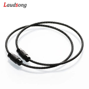 Planet Gates 10pcs Colorful Stainless Steel Wire Keychain Cable Loop Screw Lock Rope Key Holder Keyring Key Chain Rings Outdoor Tools