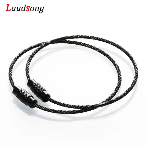 Planet Gates 10pcs Colorful Stainless Steel Wire Keychain Cable Loop Screw Lock Rope Key Holder Keyring Key Chain Rings Outdoor Tools