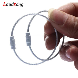 Planet Gates 10pcs Colorful Stainless Steel Wire Keychain Cable Loop Screw Lock Rope Key Holder Keyring Key Chain Rings Outdoor Tools