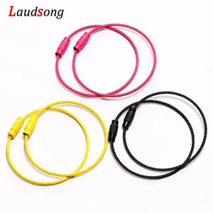 Planet Gates 10pcs Colorful Stainless Steel Wire Keychain Cable Loop Screw Lock Rope Key Holder Keyring Key Chain Rings Outdoor Tools