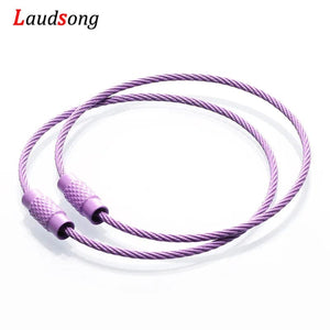 Planet Gates 10pcs Colorful Stainless Steel Wire Keychain Cable Loop Screw Lock Rope Key Holder Keyring Key Chain Rings Outdoor Tools
