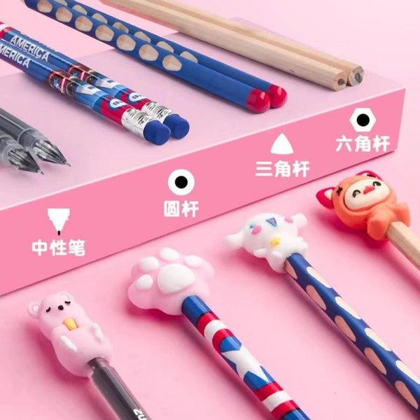 Planet Gates 10pcs Cute Cartoon Pencil Cap Silicone Neutral Pen Cover School Students Supplies Soft Rubber Pencil Protector