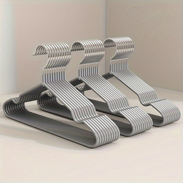 Planet Gates 10pcs-grey 10pcs/set Traceless Non-slip Metal Clothes Hangers With Grooves, Heavy Duty Clothes Racks, Household Storage Organizer For Bathroom, Bedroom, Closet, Wardrobe, Home, Dorm, Bedroom Accessories
