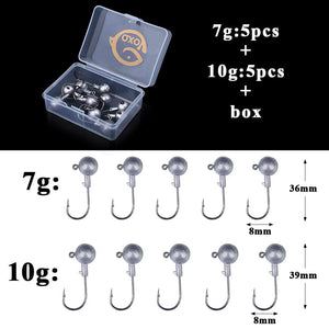 Planet Gates 10pcs hooks / 7 CM / CHINA QXO Fishing Soft Lure Worm With Box Silicone Bait Swimbait Streamer Sea Fishing Spoon Lure 7cm 10cm Wobbler Set