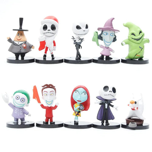 Planet Gates 10pcs Jack / about 7cm 10 Pieces / Set Cartoon The Nightmare Sally Skellington Jack Action Figure Toy Christmas PVC Model Vinyl Figurine Halloween Gift