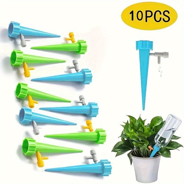 Planet Gates 10pcs, Lazy Flower Waterer, Automatic Irrigation, Pot Waterer, Automatic Plants Water System With Adjustable Control Valve Switch, Watering Sprinkler Nozzle, Flower Watering Device, Gardening & Lawn Supplies