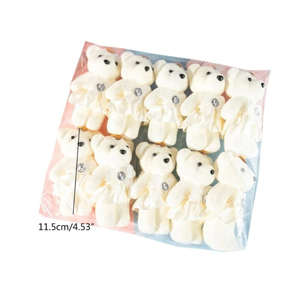 Planet Gates 10Pcs/Lot Bear Stuffed Plush Toy Mini Bear  Toy Keychain Bag Pendant Wedding Decoration Kids Birthday Party Gifts