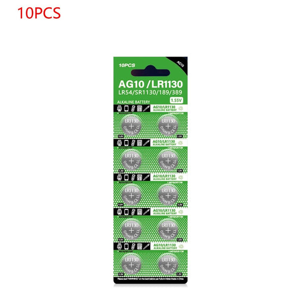 Planet Gates 10PCS LR1130 AG10 LR54 Cell Coin 1.55V SR54 389 189 LR1130 SR1130 Alkaline Button Batteries for Watch Toys Remote