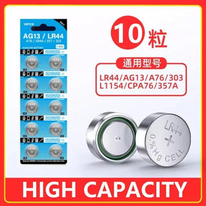 Planet Gates 10PCS LR44 AG13 LR44 A76 357 357A LR1154 SR1154 SR44 1.55V Alkaline Battery For Watch Calculator Car Key Remote Clock Button Coin Cell