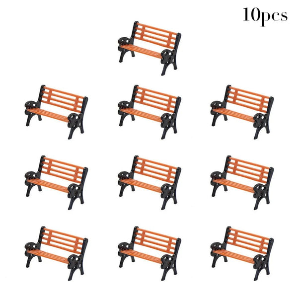 Planet Gates 10pcs Model Train HO TT Scale 1:87 Bench Chair Settee Street Park Layout Model Park Bench Mini Garden Ornament Park Bench Craft