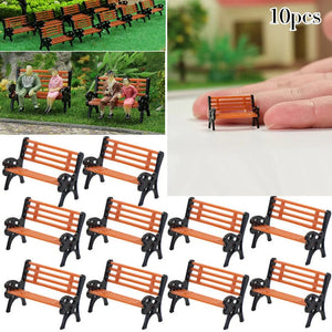 Planet Gates 10pcs Model Train HO TT Scale 1:87 Bench Chair Settee Street Park Layout Model Park Bench Mini Garden Ornament Park Bench Craft