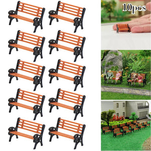 Planet Gates 10pcs Model Train HO TT Scale 1:87 Bench Chair Settee Street Park Layout Model Park Bench Mini Garden Ornament Park Bench Craft