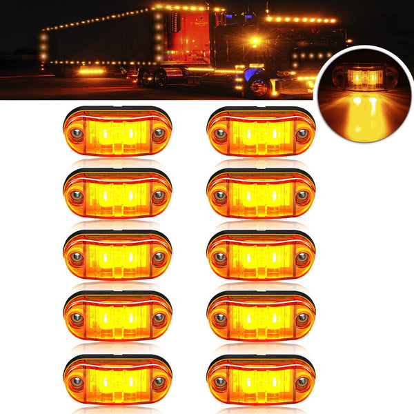 Planet Gates 10pcs New Upgraded 12V-24V Universal LED Front Rear Side Indicator Marker Light Bulb For Truck RV Car Bus Trailer Van Caravan Boat - Amber/Red/White